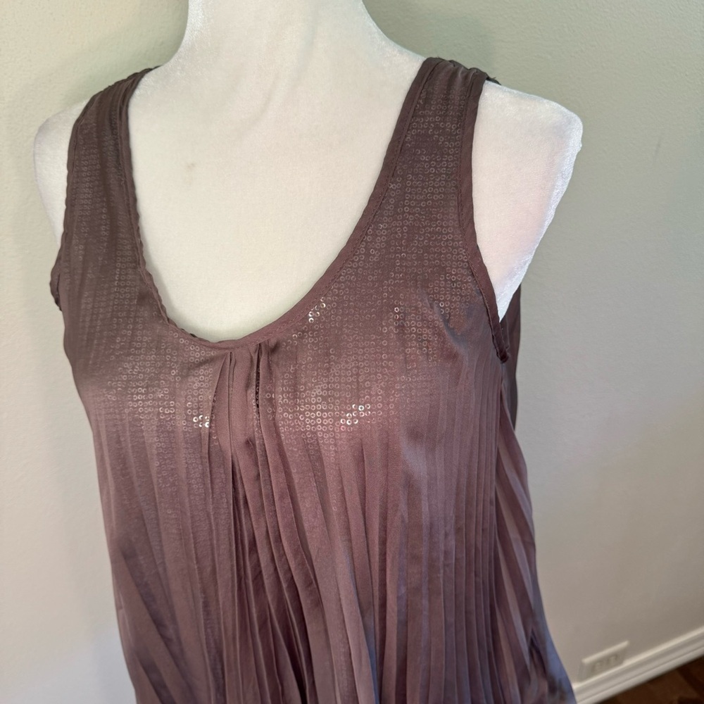 Ya Los Angeles Sleeveless Pleated Sheer Top with Sequin Lining - Picture 4 of 15